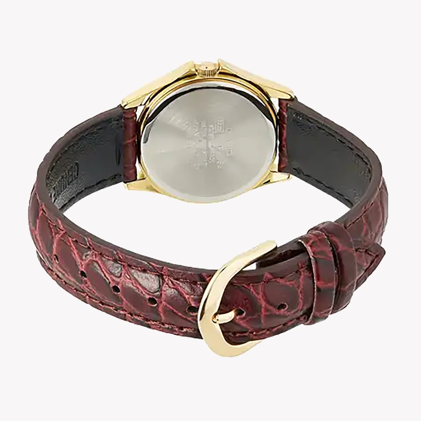 Gold-Tone Quartz Watch with Brown Leather Strap – Classic Dress Style