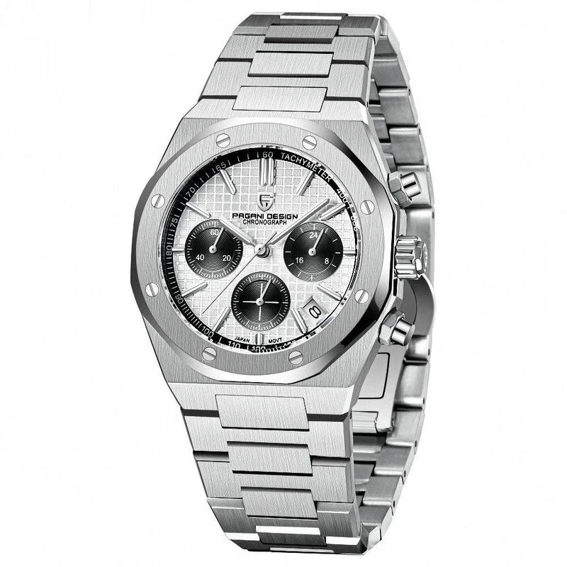 Silver Stainless Steel Quartz Men's Watch – 200M Water Resistance & Classic Dial