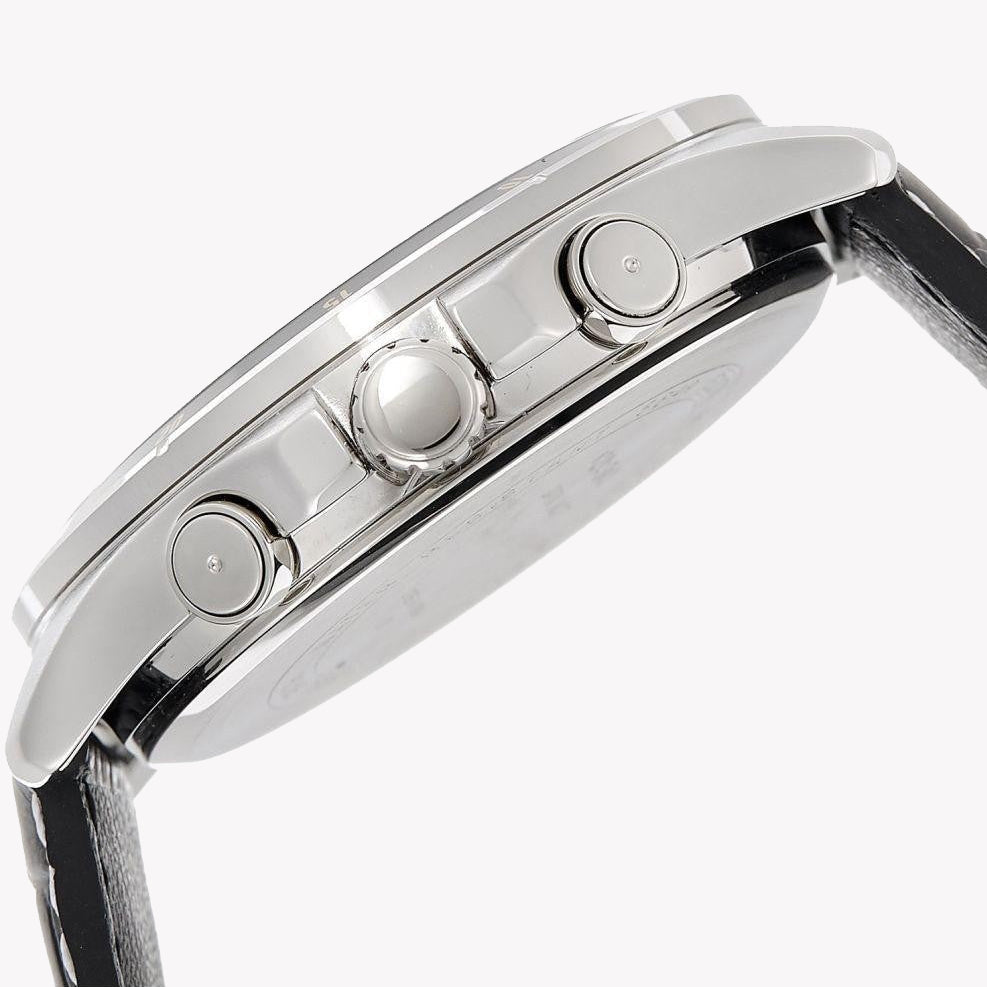 Elegant Silver Quartz Watch with Brown Leather Strap – Multifunction Display