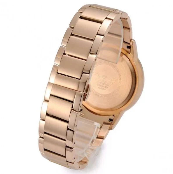 Rose Gold Stainless Steel Men's Watch with Salmon Dial – Elegant Quartz Timepiece
