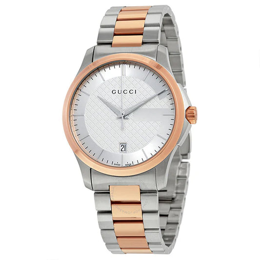 Two-Tone Stainless Steel Silver Dial Watch – Unisex Quartz Elegance