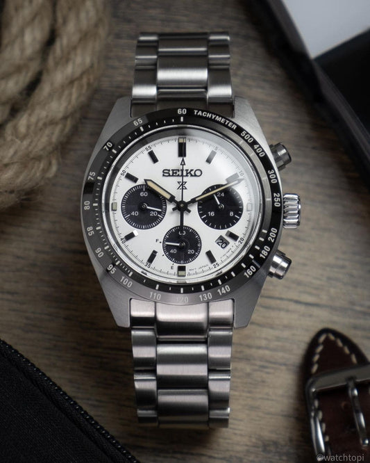 Solar Chronograph Watch with White Dial & Sapphire Crystal – Stainless Steel Case