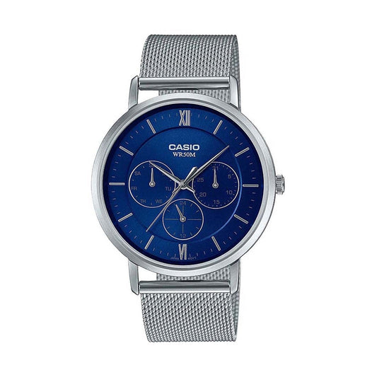 Stainless Steel Mesh Watch – Day, Date & 24-Hour Dial